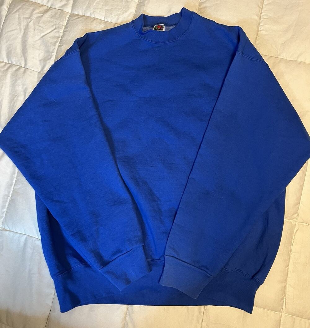 Vintage Blank Sweatshirt Made in USA XXL Royal Blue Fruit Of Loom Super Cotton